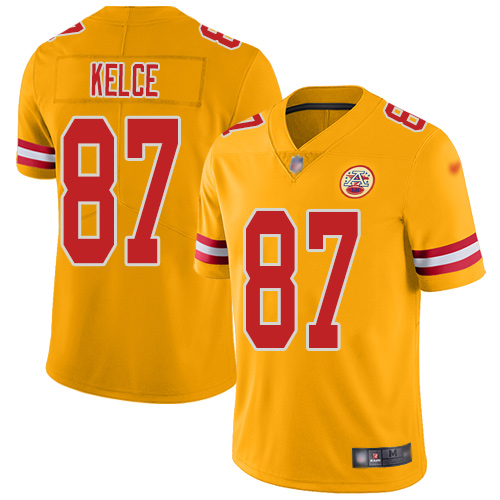 Men Kansas City Chiefs 87 Kelce Travis Limited Gold Inverted Legend Football Nike NFL Jersey